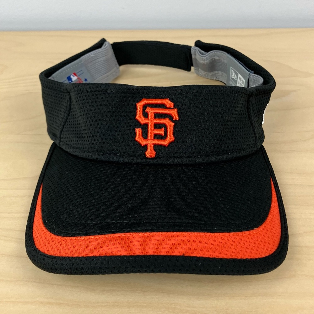 New Era San Francisco Giants MLB Visor Strapback Hat Black & Orange Embroidered